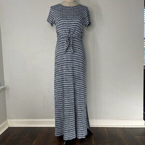 KAARI Blue Maxi Long Striped Dress Comfy Size S Revolve Knit Nautical stretch